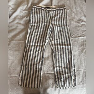 J. Crew Gray and White Striped Linen Pants Size 4